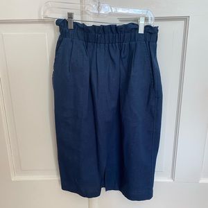 Paperbag waist linen blend skirt